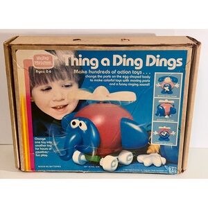 Vintage Hasbro Thing a Ding Dings Toy Set with Box 1982 Preschool Parts Lot